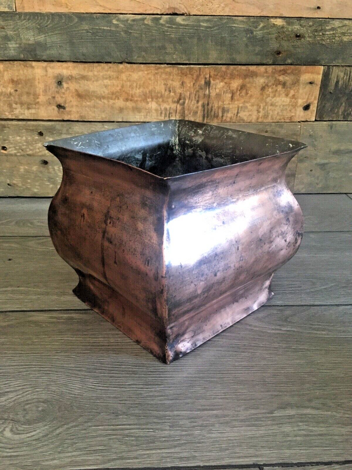 Antique Arts & Crafts / Art Nouveau Country House Solid Copper Planter Plant Pot photo buy