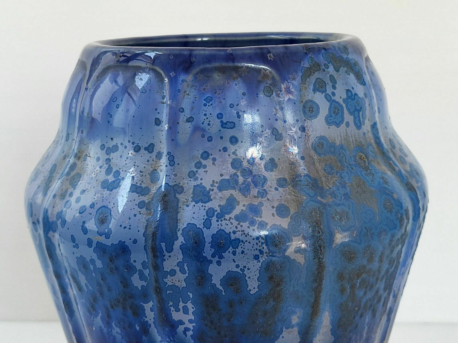 Home Decor Pair Of French Art Deco Vases In French Ceramic Blue Gres 1920 1930 Vintage photo