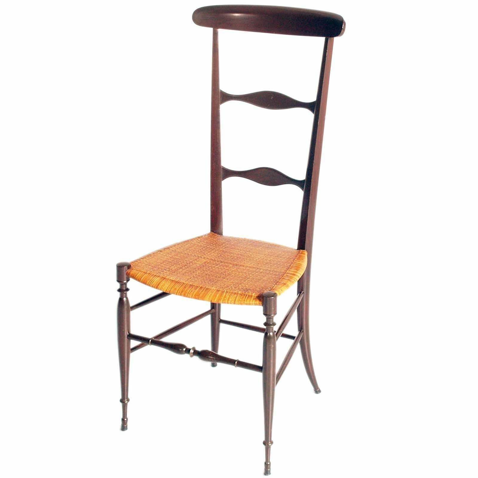 Mid Century Modern Pair Of Italian Walnut Side Chairs By Colombo Sanguinetti