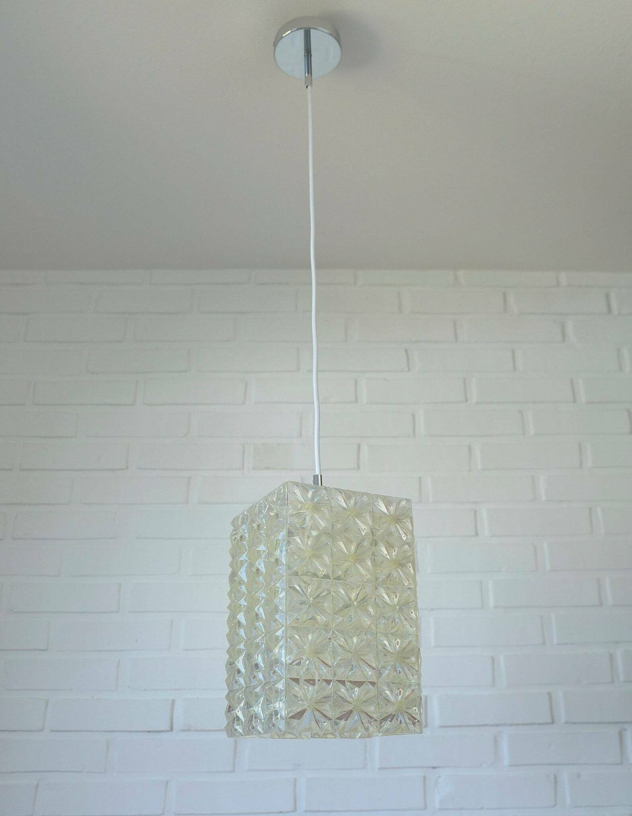 Elegant Vintage Ceiling Lamp / Acrylic Light Fixture / Mid Century Modern / Yugoslavia 1970s photo for sale