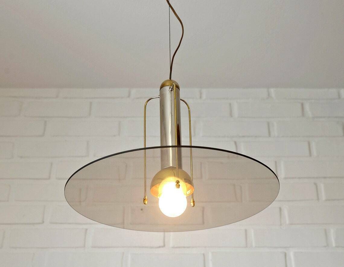 Vintage Pendant Light / Spage Age / Hanging Lamp / Minimalist Chandelier / Mid Century Modern / Post Modern Light Fixture