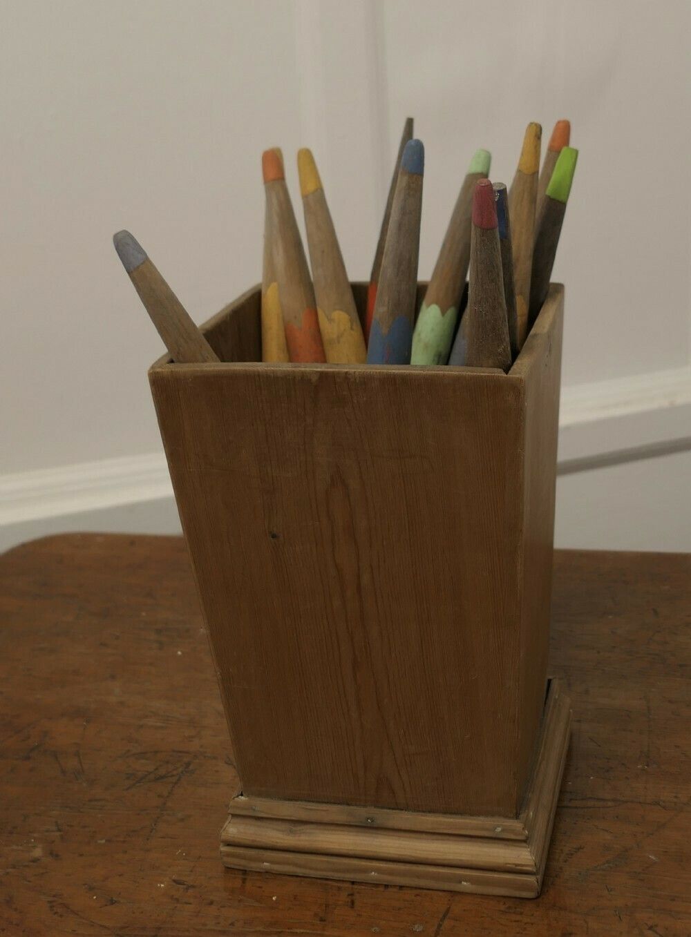A Giant Pine Desk Tidy With Giant Pencils