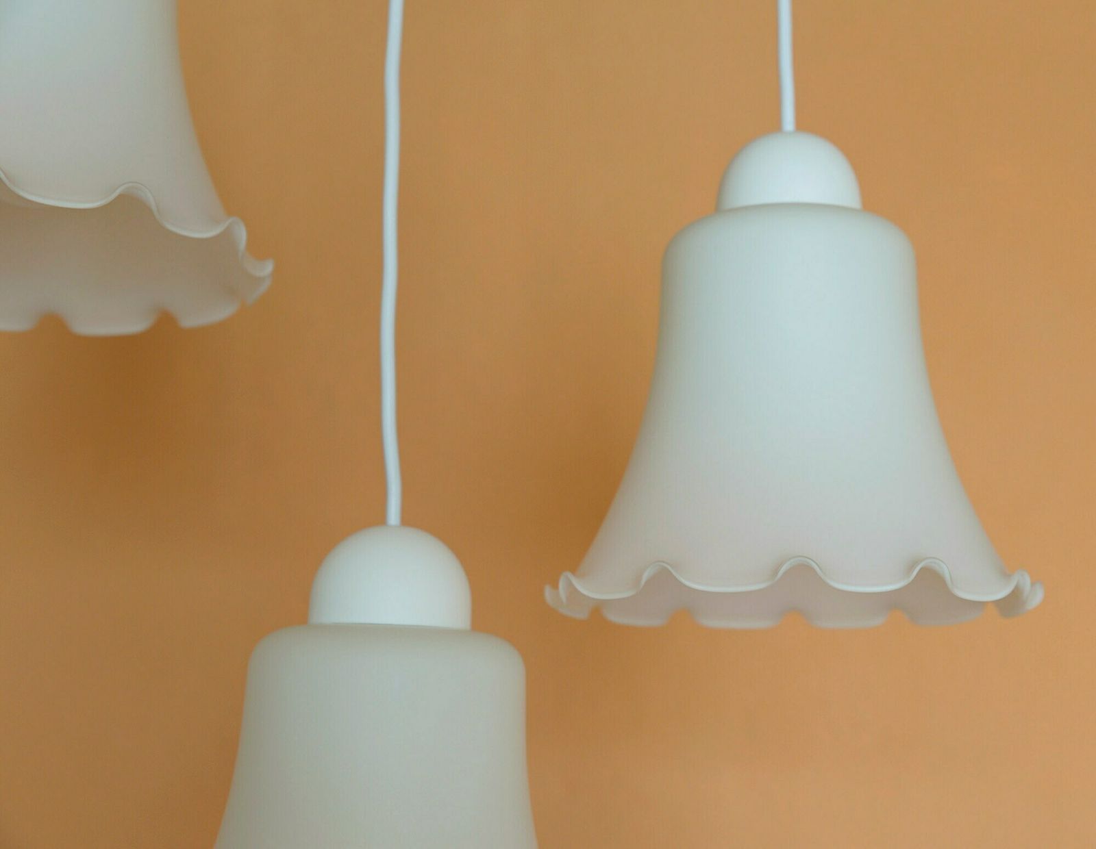 Vintage Bell Shape Pendant Lamps / Redesign Cascade Ceiling Lights / Set Of 3 Hanging Tulip Lamps