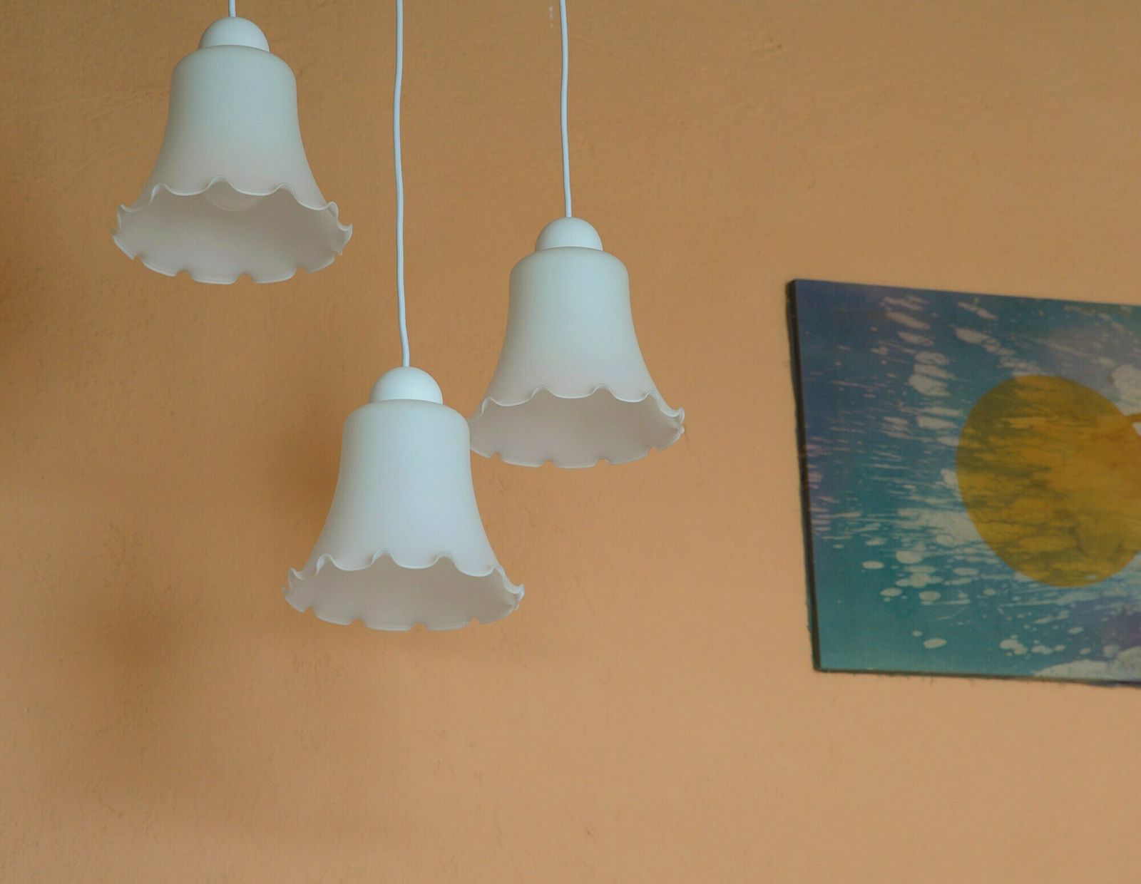 Vintage Bell Shape Pendant Lamps / Redesign Cascade Ceiling Lights / Set Of 3 Hanging Tulip Lamps photo furniture