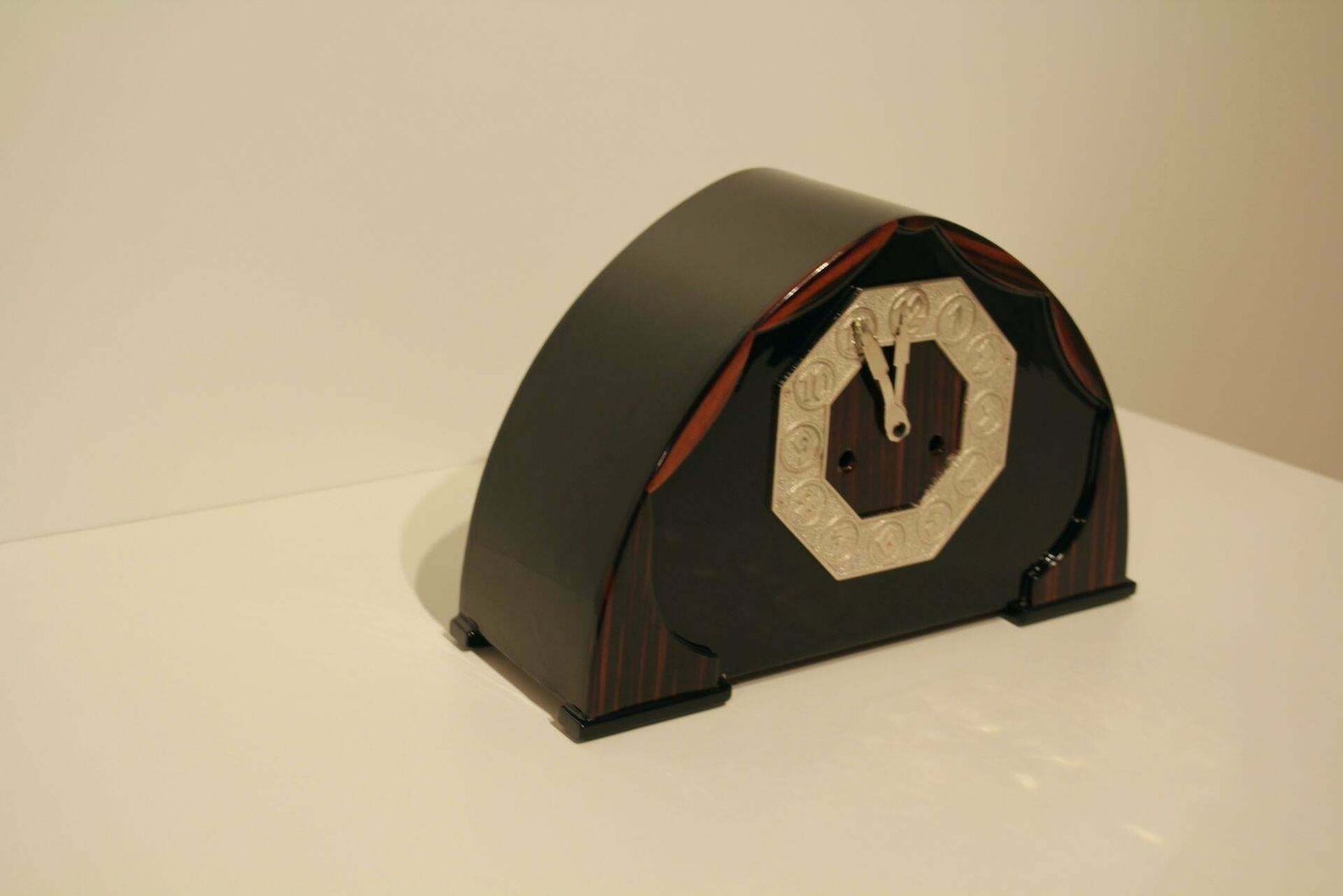 Art Deco Table Clock, Makassar And Nickel, Netherlands, Circa 1925 photo 2316.48