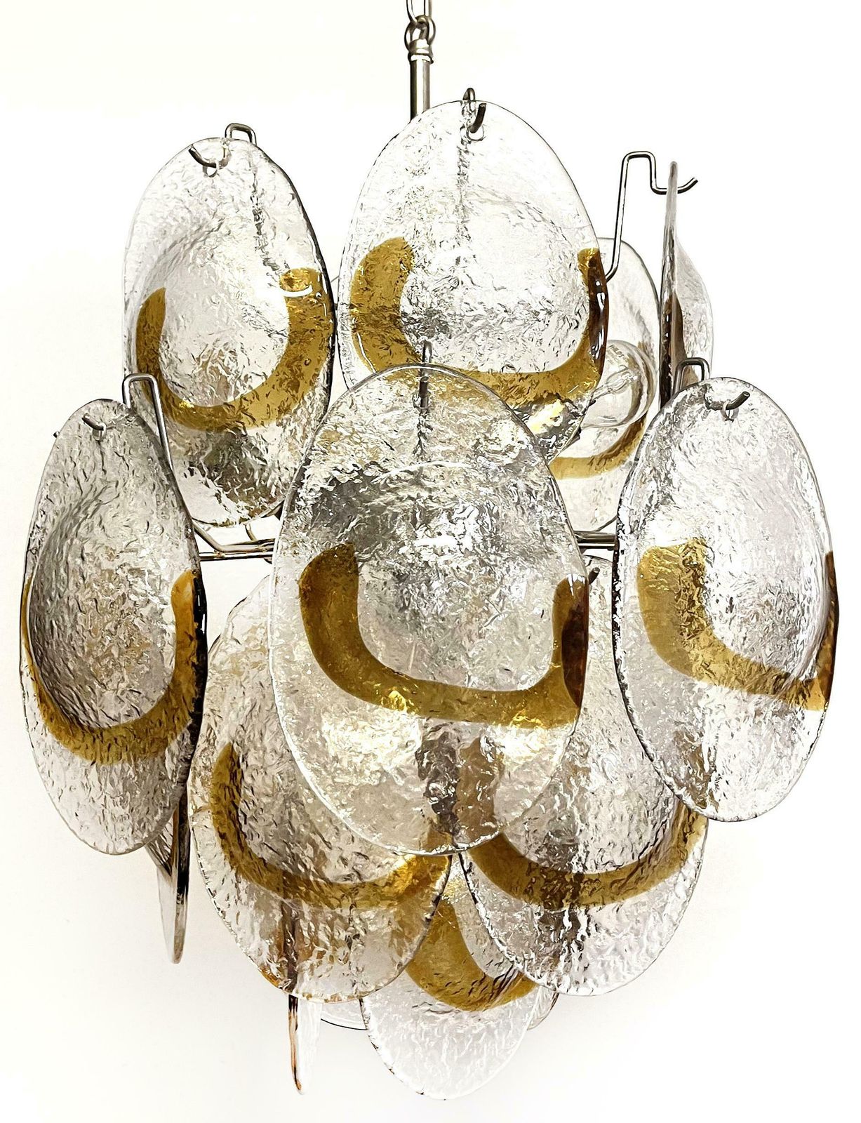 Lighting Elegant Vintage Italian Murano Chandelier   24 Clear And Amber photo