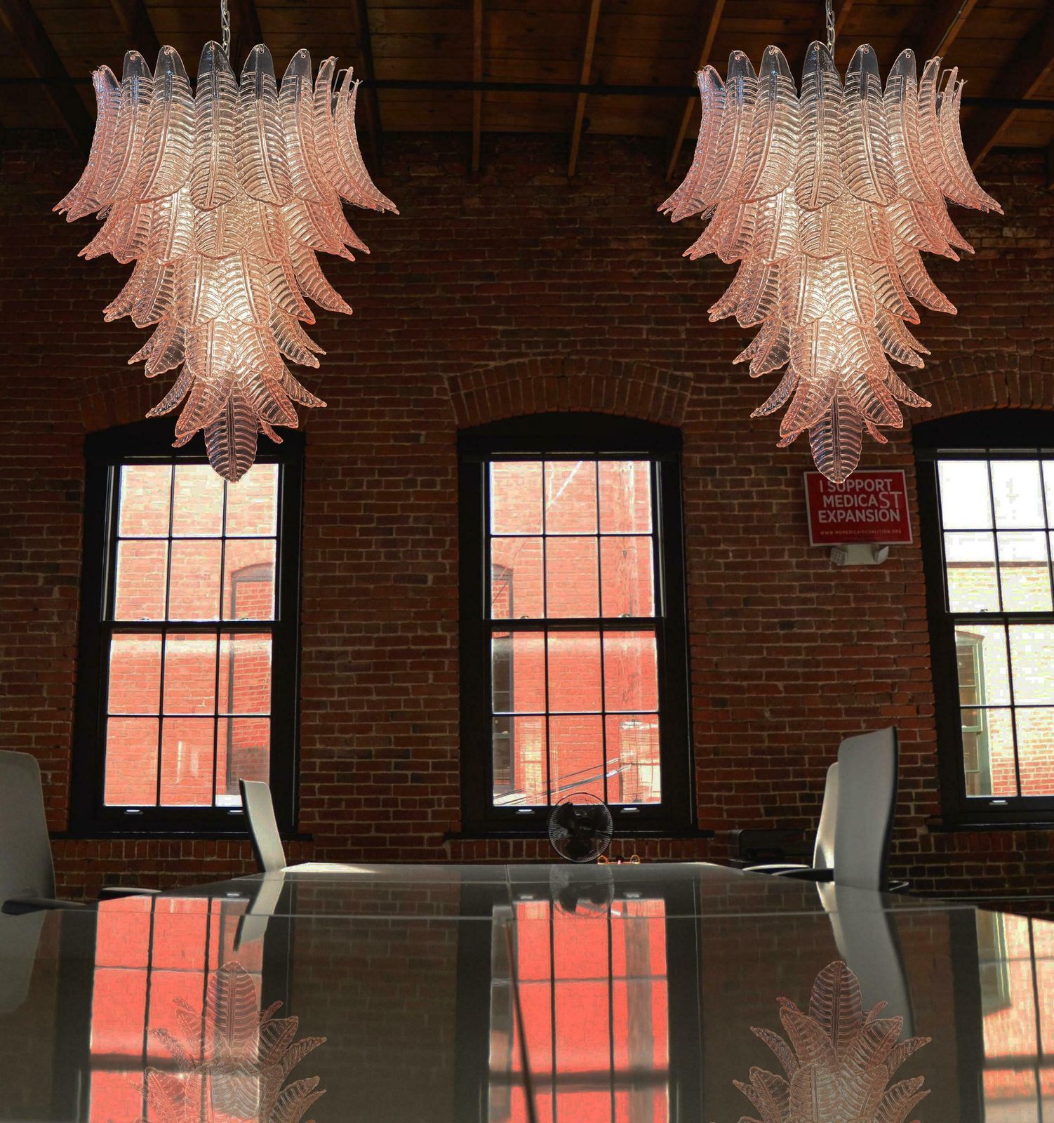 photo vinterior Huge Italian Murano Pink Felci Glass Chandelier   75 Glasses