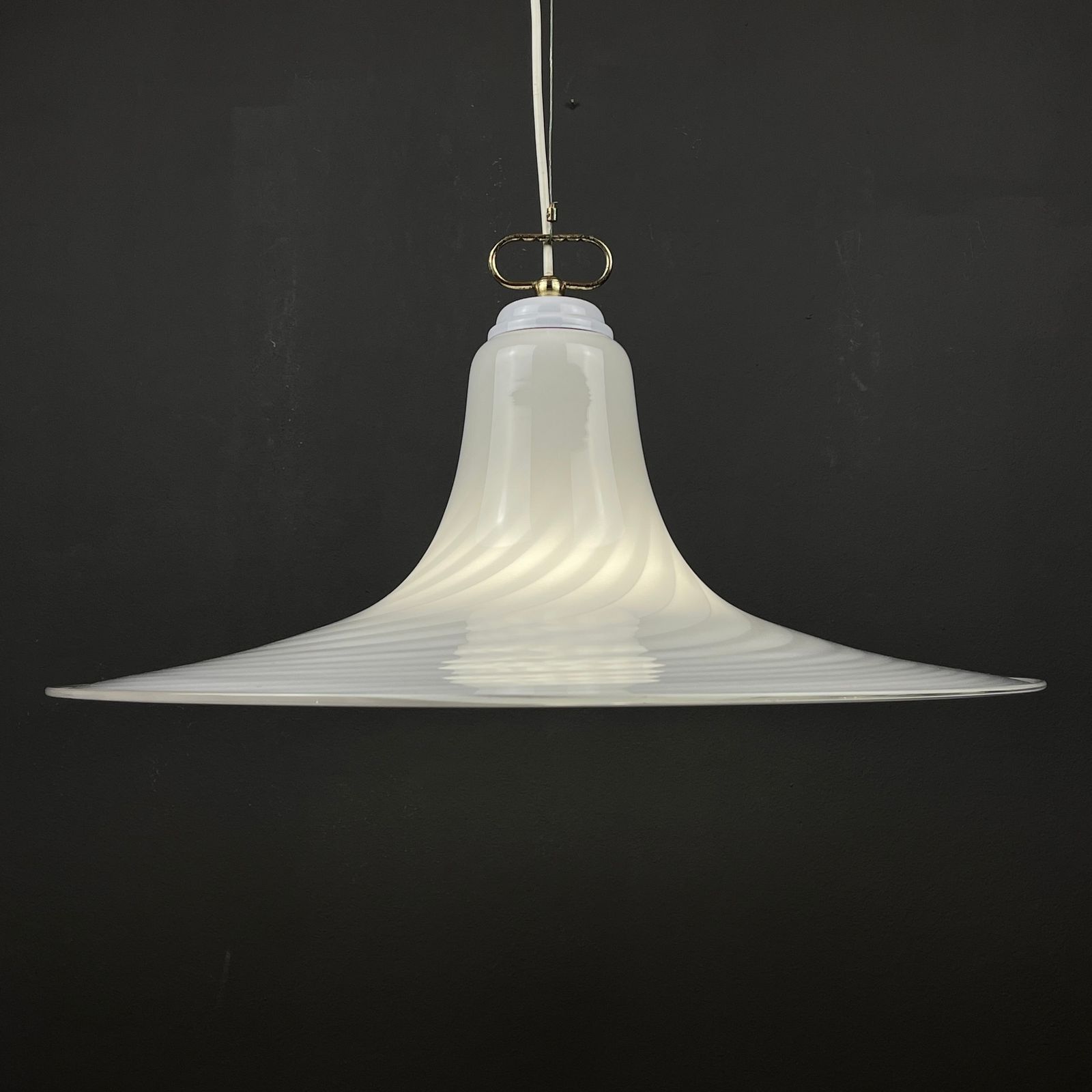 Classic Swirl Murano Glass Pendant Lamp Vetri Murano Italy 70s photo 620.0