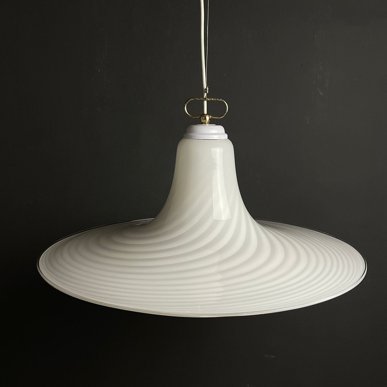 Classic Swirl Murano Glass Pendant Lamp Vetri Murano Italy 70s photo vintage