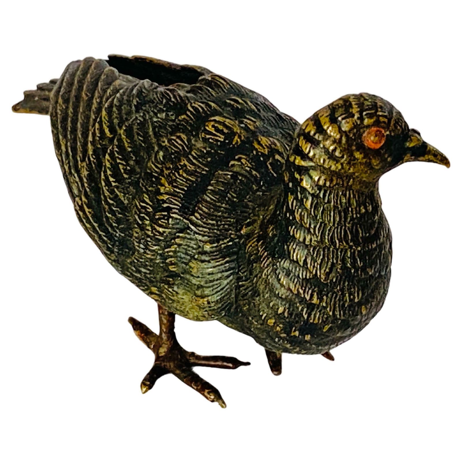 Antique Vienna Bronze Sculpture Of A Partridge By Bergman, Austria, Ca. 1900