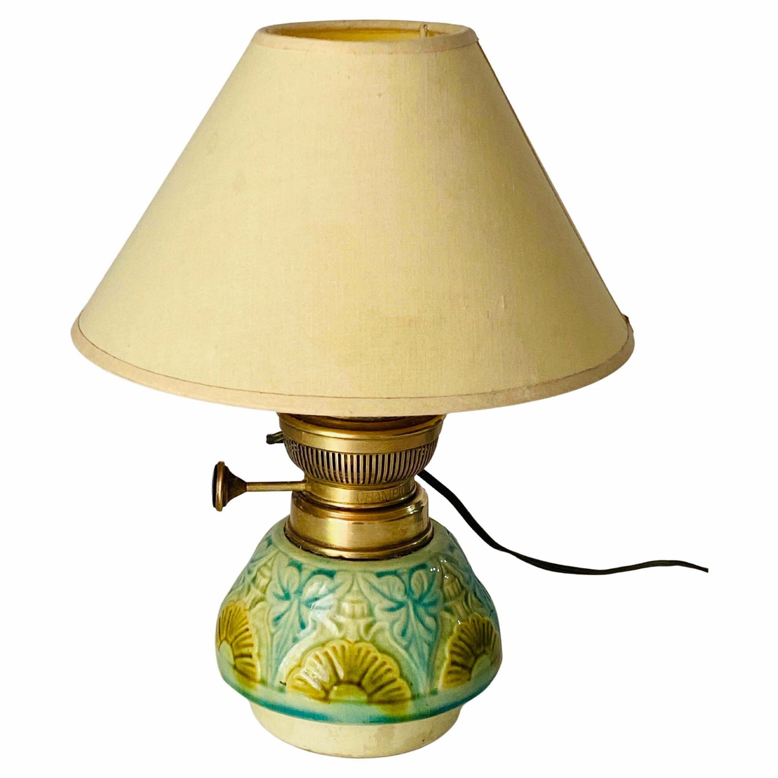 Majolica Lamp In Crackled Blue And Yellow Colour France 1960