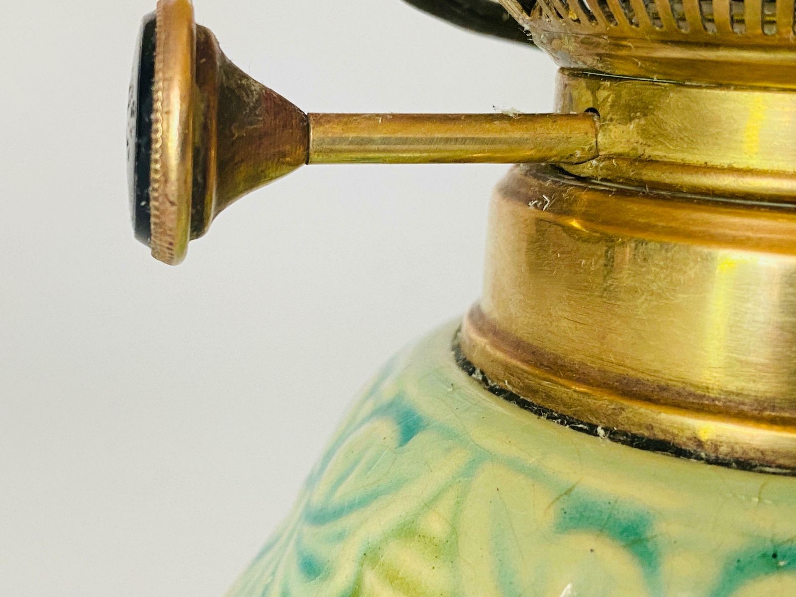 Majolica Lamp In Crackled Blue And Yellow Colour France 1960 photo for sale