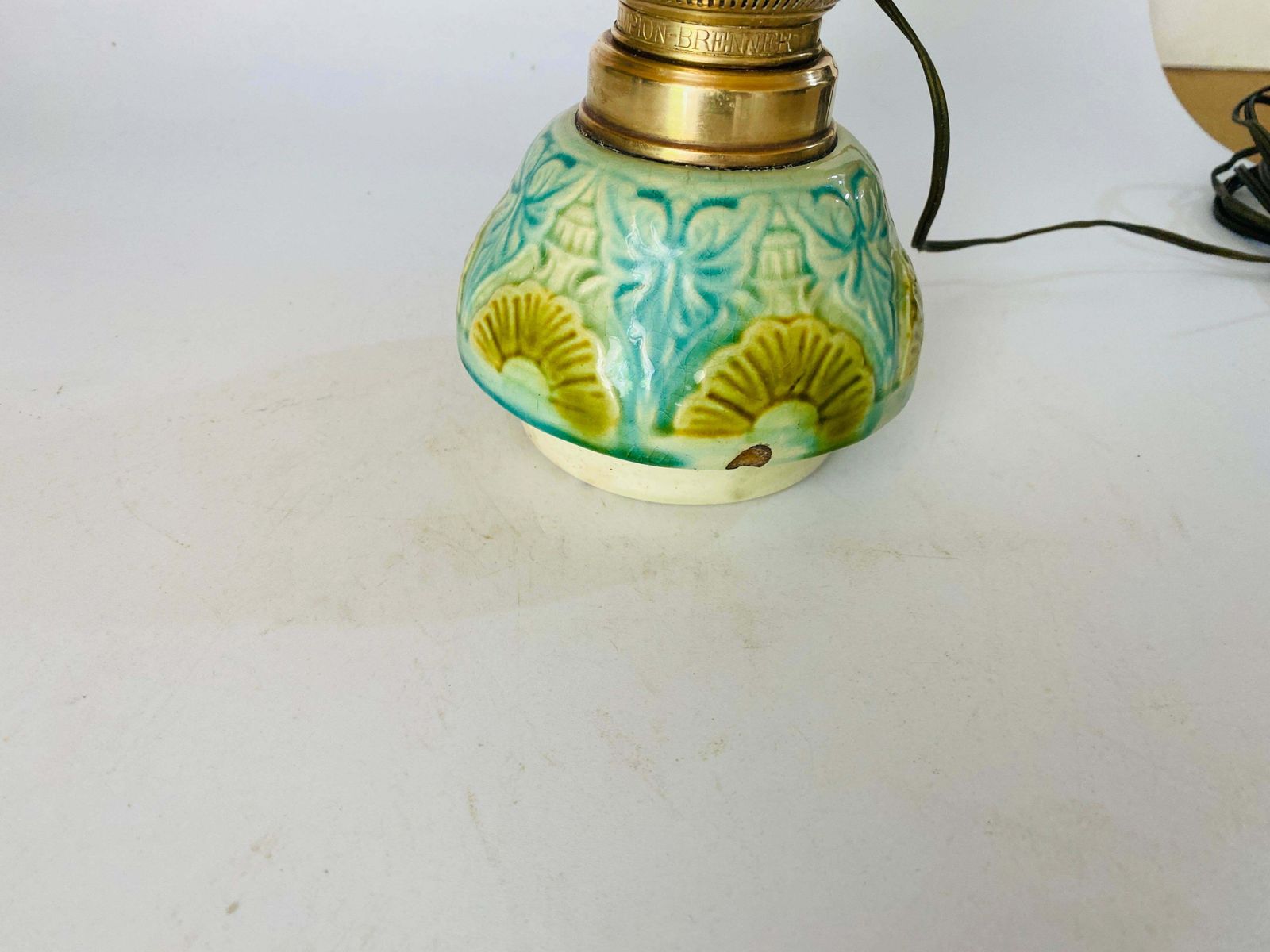 photo vinterior Majolica Lamp In Crackled Blue And Yellow Colour France 1960
