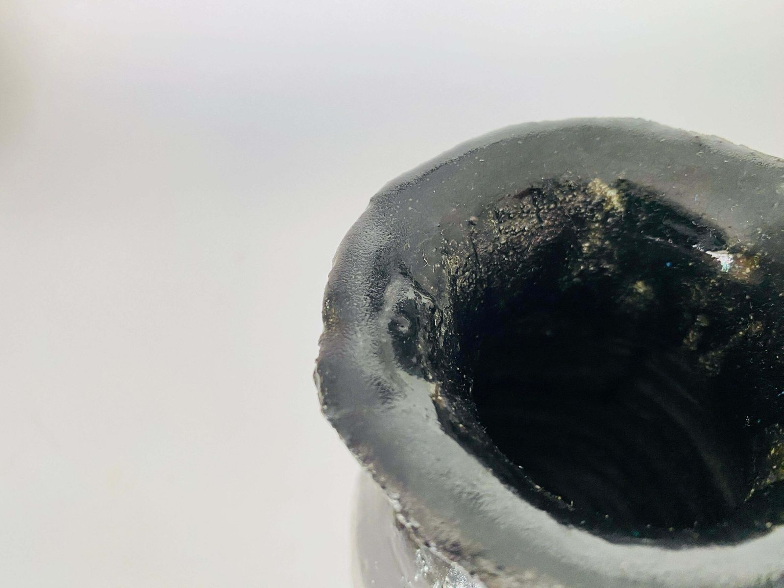 Black Classic Form Vase Smooth Iron Like Black Glaze France Circa 1970 photo buy