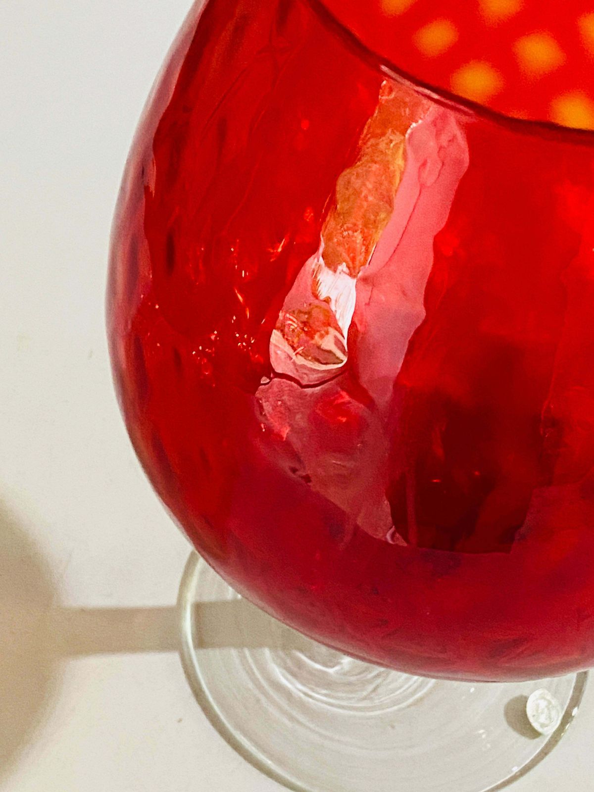 Empoli Glass Vase, Italy, 1960 In Red Colour With Relief Patterns photo vinterior