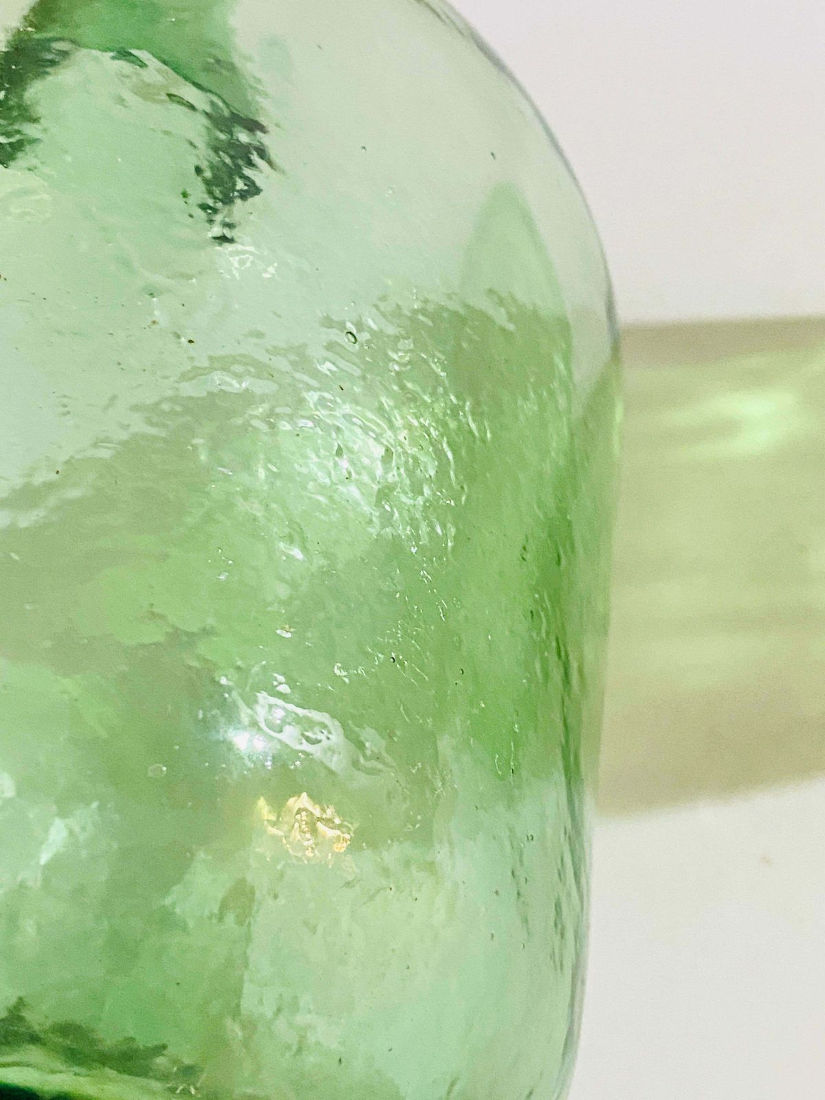 Antique French Set Of Two Glass Bottles Green Colour From France Circa 1950 photo 474.0