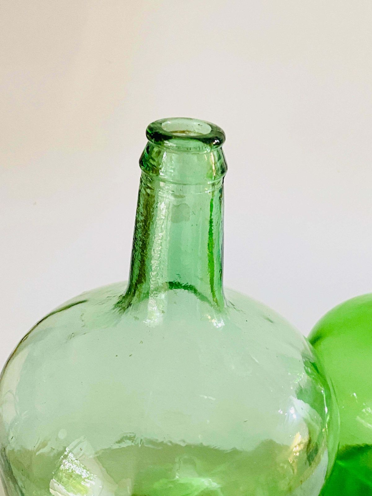 Antique French Set Of Two Glass Bottles Green Colour From France Circa 1950 photo buy