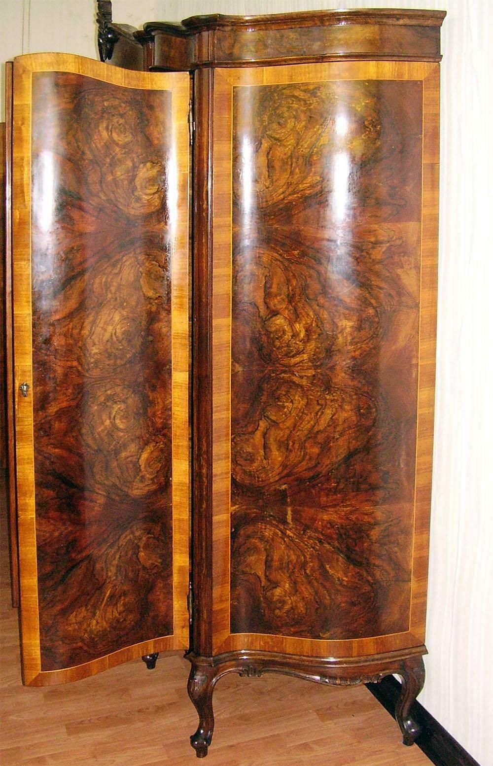 1920s Venetian Baroque Wardrobe Carved Walnut, Attributed Testolini & Salviati photo 15783.96