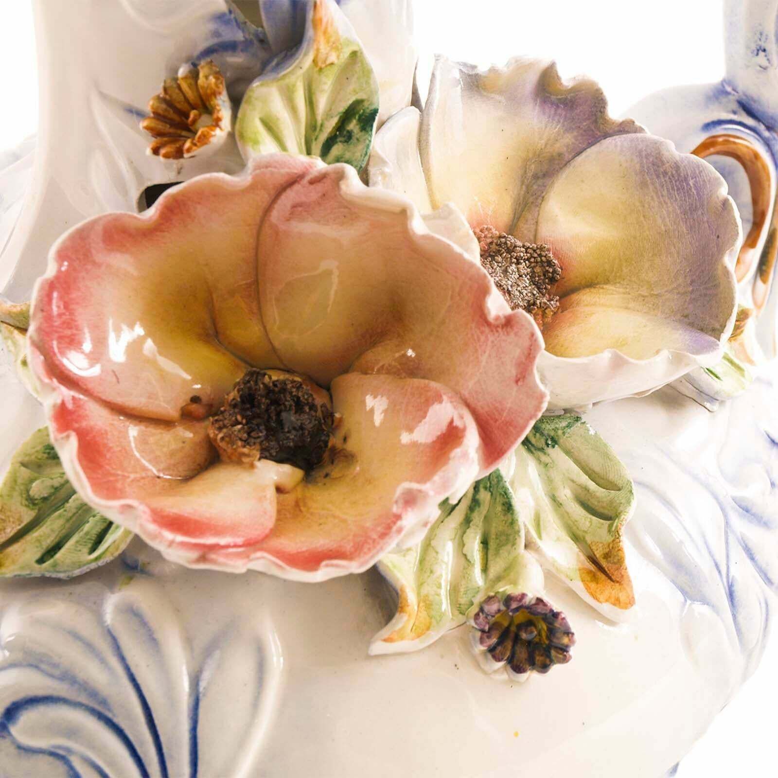 1930s Midcentury Baroque Large Italy Capodimonte Porcelain Pitcher photo for sale