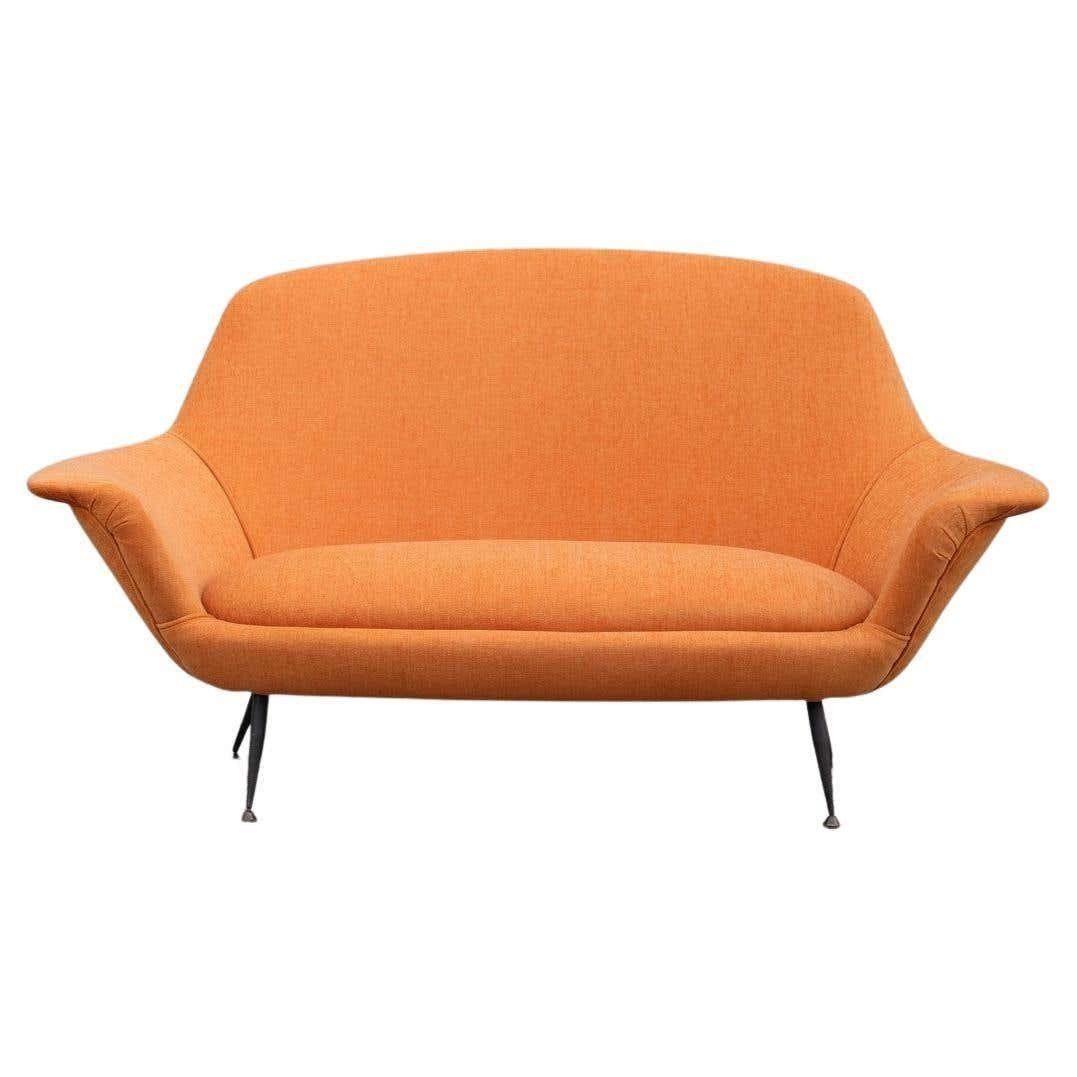 Midcentury Itmidcentury Italian Orange Velvet Sofa Augusto Bozzi For Saporiti Attributedalian Orange Velvet Sofa Augusto Bozzi For Saporiti Attributed
