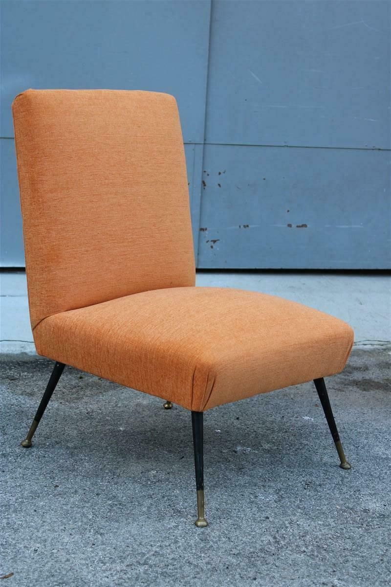Pair Of Bedroom Chairs Gigi Radice Minotti Velvet Orange Brass And Metal Feet photo 1897.0
