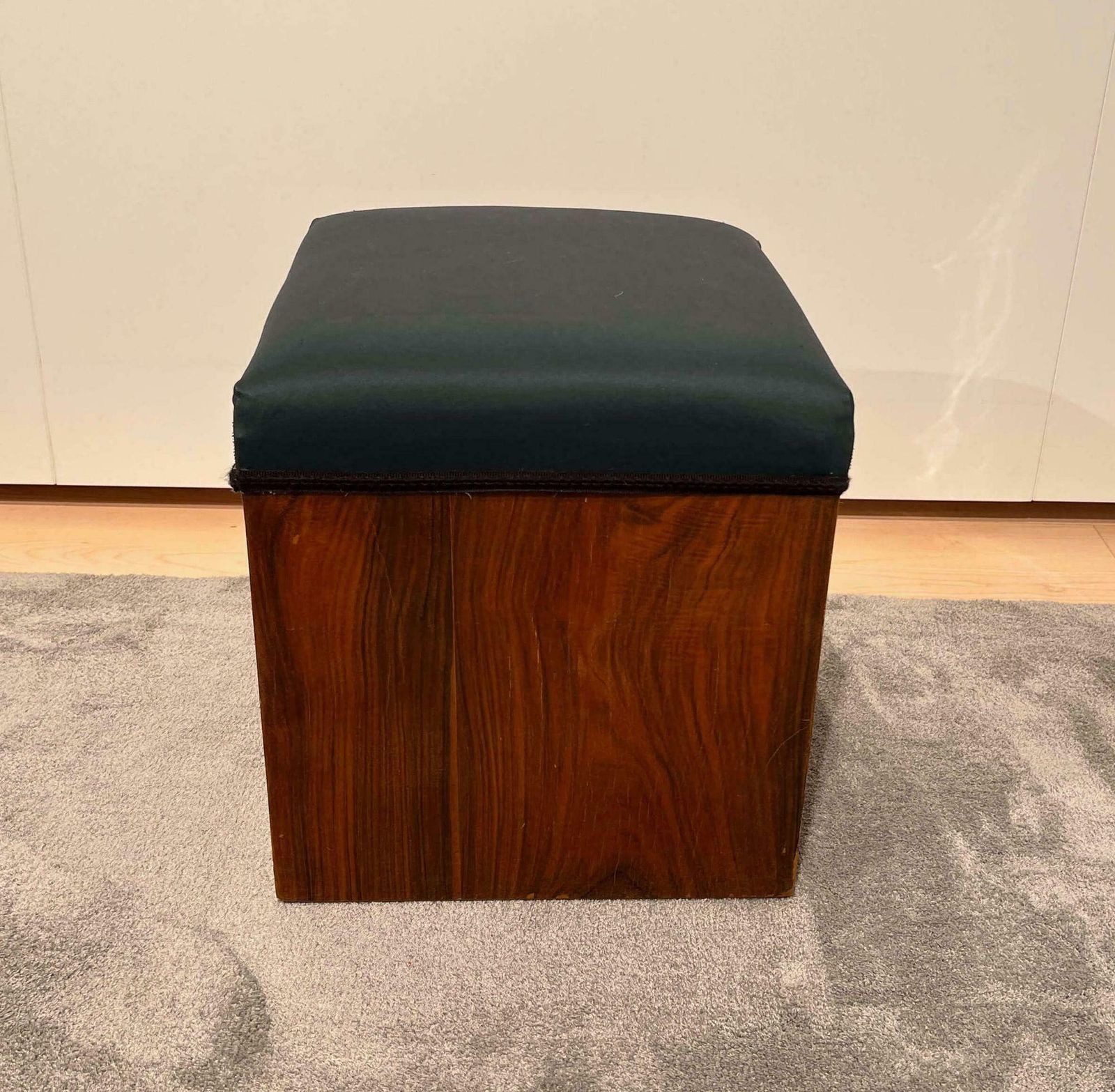 Cubic Art Deco Stool, Walnut Veneer, France Circa 1930 photo furniture