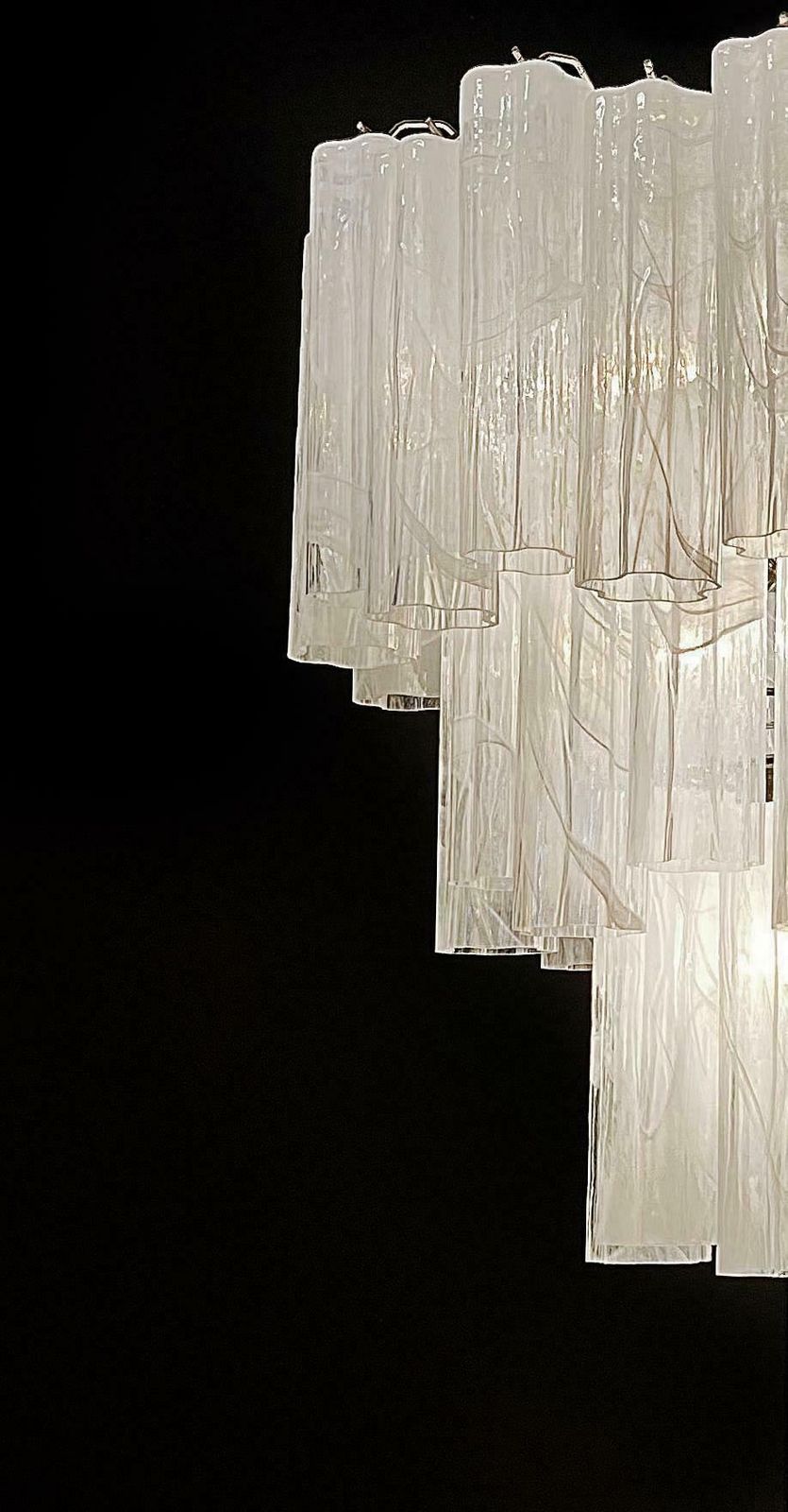 Beautiful Big Three Tier Murano Glass Tube Chandelier   White Albaster photo buy