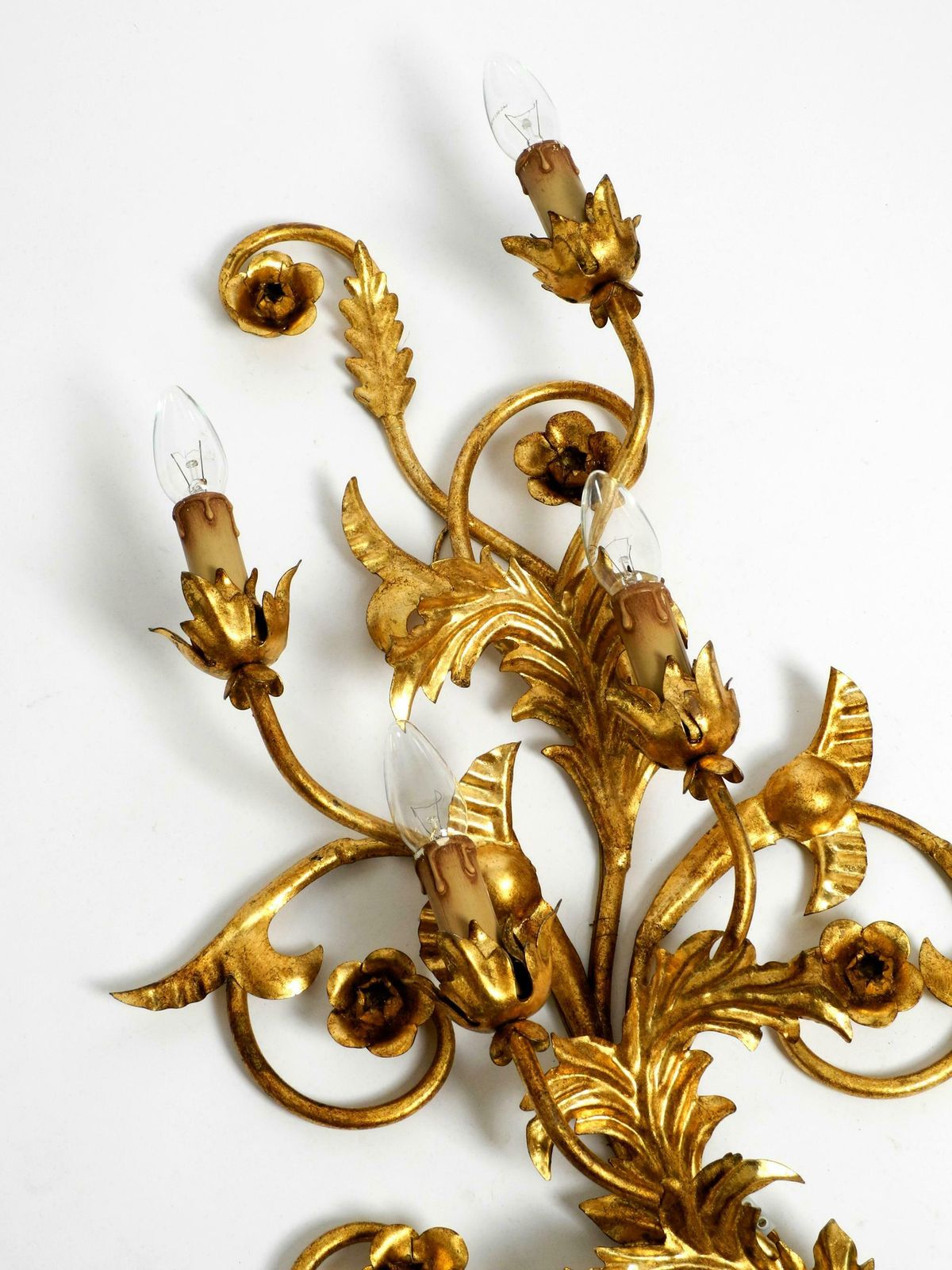 Beautiful Xl 1960s Italian Gold Plated Wall Lamp With Four Sockets photo vinterior