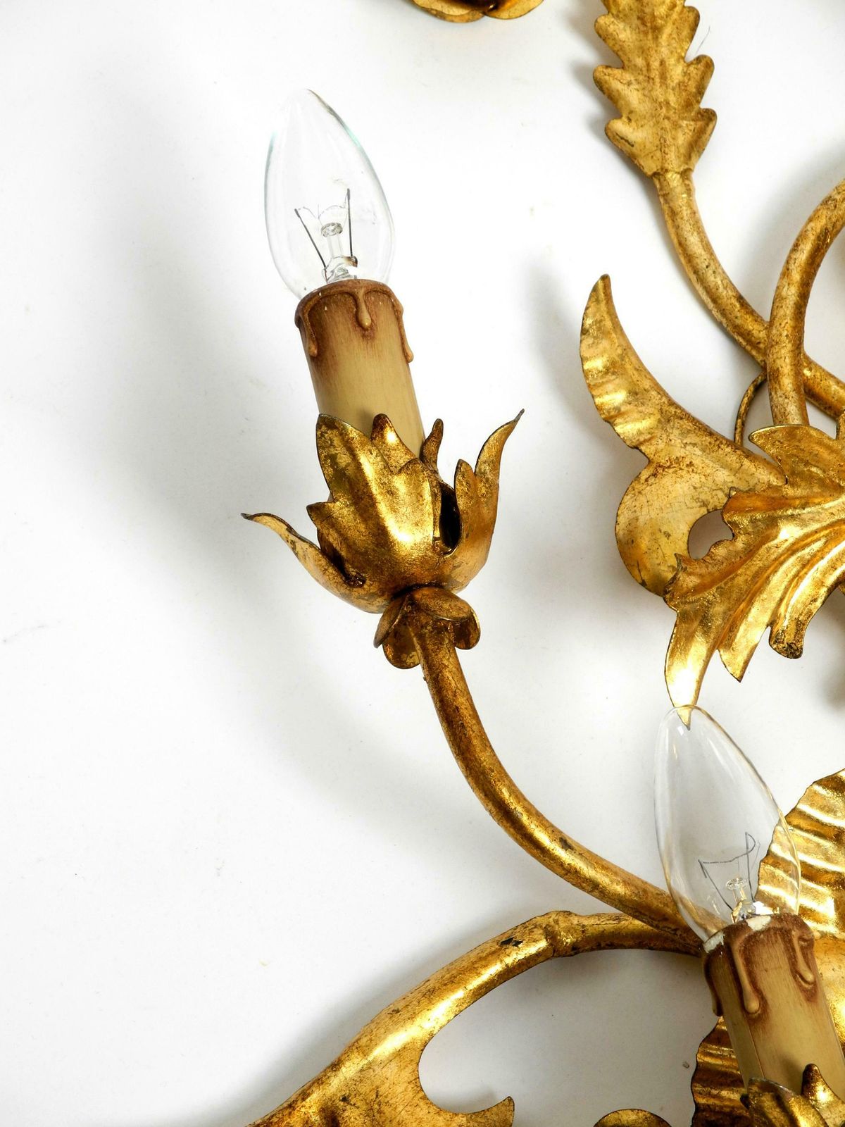 Beautiful Xl 1960s Italian Gold Plated Wall Lamp With Four Sockets photo buy