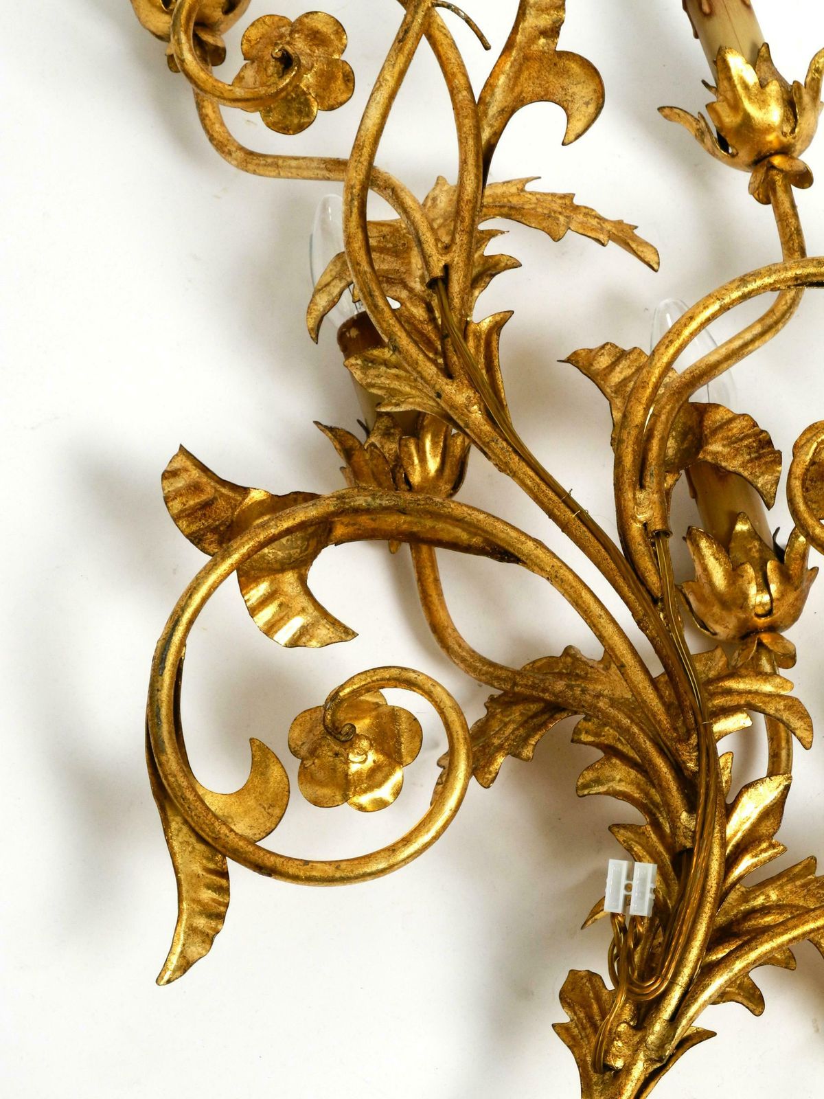 photo for sale Beautiful Xl 1960s Italian Gold Plated Wall Lamp With Four Sockets