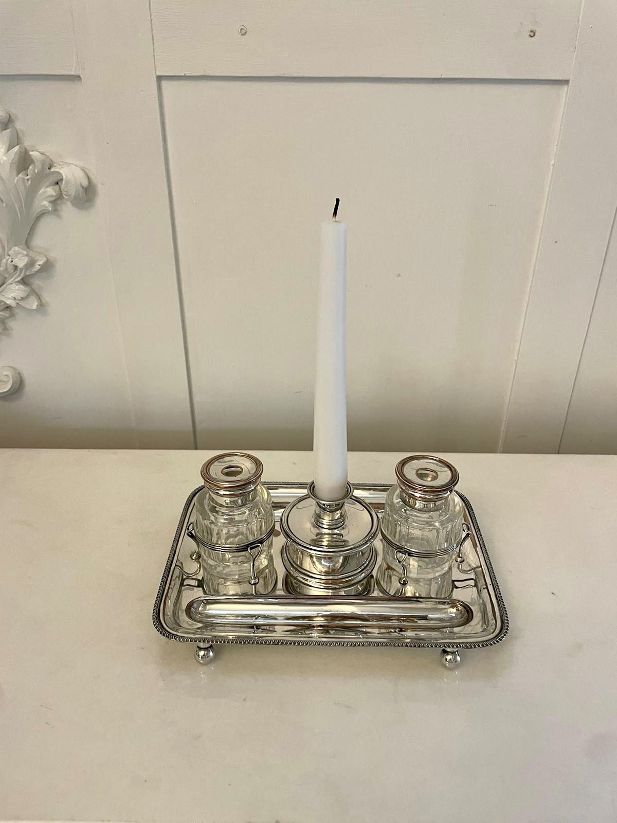 Antique 19th Century Quality Sheffield Plated Desk Set By Daniel Holy Of Sheffield photo 995.0