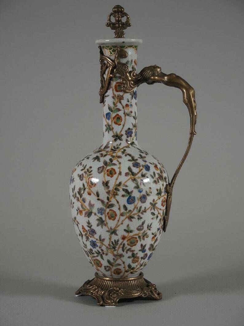 Porcelain With Bronze Art Nouveau Carafe , Gift, Home Deco photo Home Decor