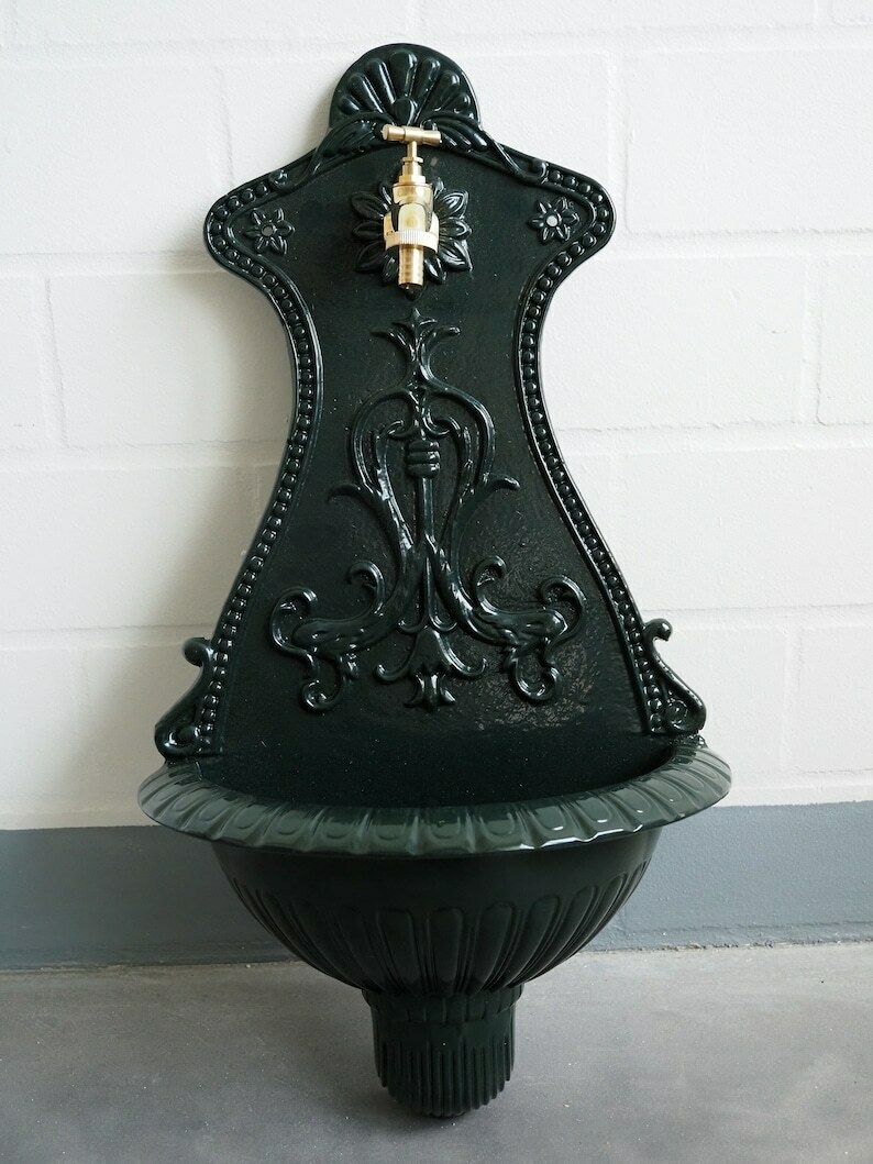 Antique Style Wall Fountain Cast Aluminum Sink Green Height 65 Cm photo furniture