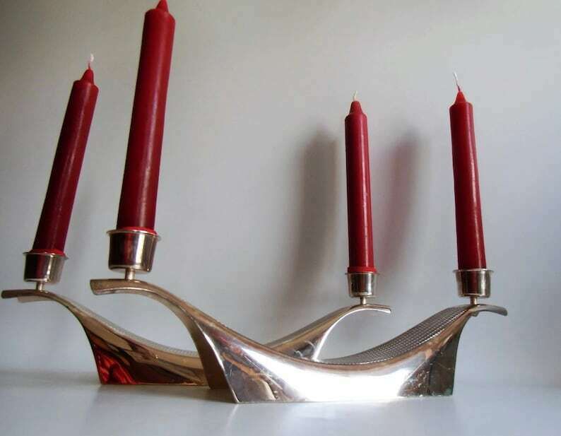 Very Rare Candlestick 60s Candlestick Brass Silver Plated 1961 Wilhelm, Designer Kurt Radtke Wilhelm Wagenfeld Bauhaus Home Decor