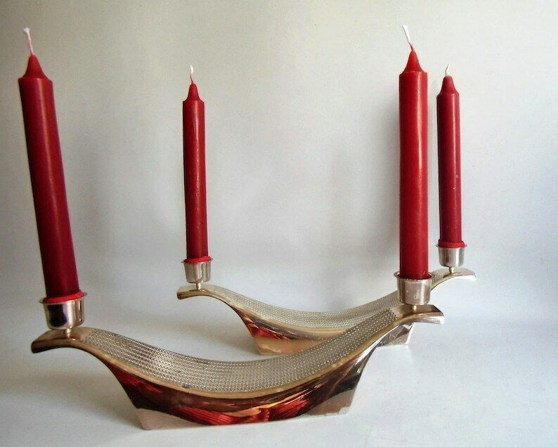 Very Rare Candlestick 60s Candlestick Brass Silver Plated 1961 Wilhelm, Designer Kurt Radtke Wilhelm Wagenfeld Bauhaus Home Decor photo Home Decor