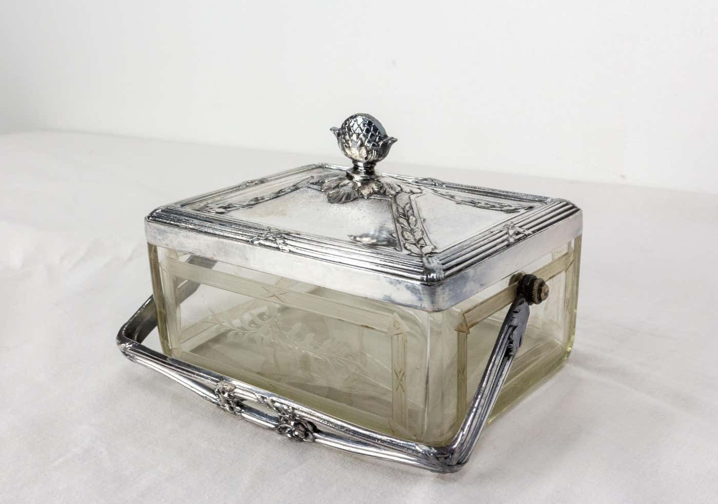 Elegant Glass And Metal Box From The Napoleon III Period photo for sale
