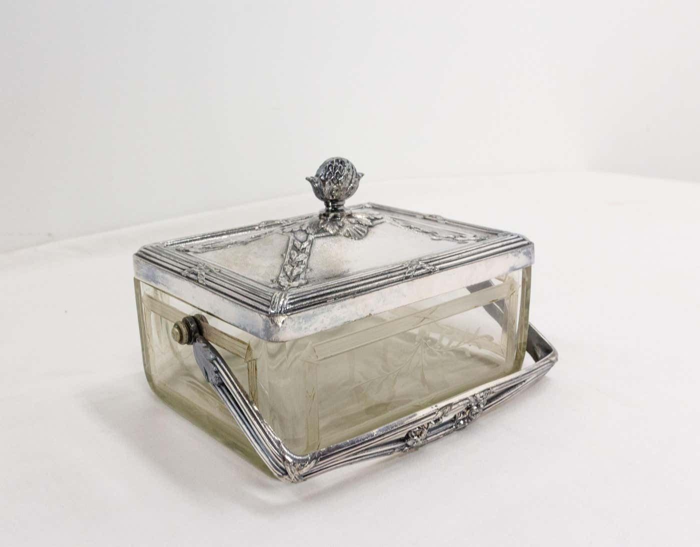 Elegant Glass And Metal Box From The Napoleon III Period photo Home Decor