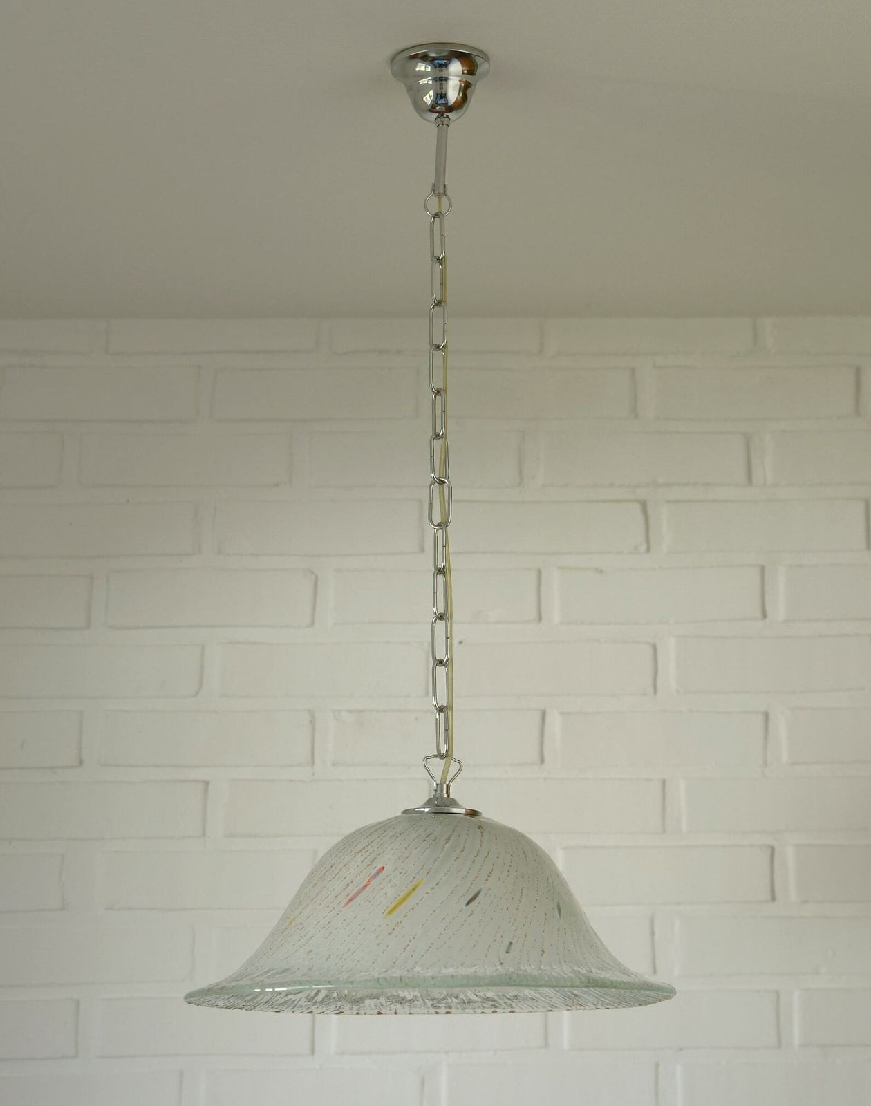 Vintage Pendant Light / Unique Light Fixture / Murano Style / Hand Blow Glass / Chandelier photo vinterior
