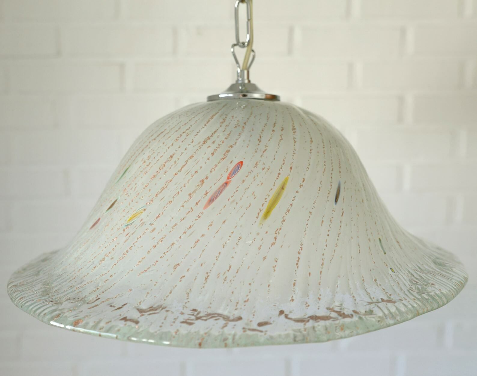 Vintage Pendant Light / Unique Light Fixture / Murano Style / Hand Blow Glass / Chandelier photo vintage