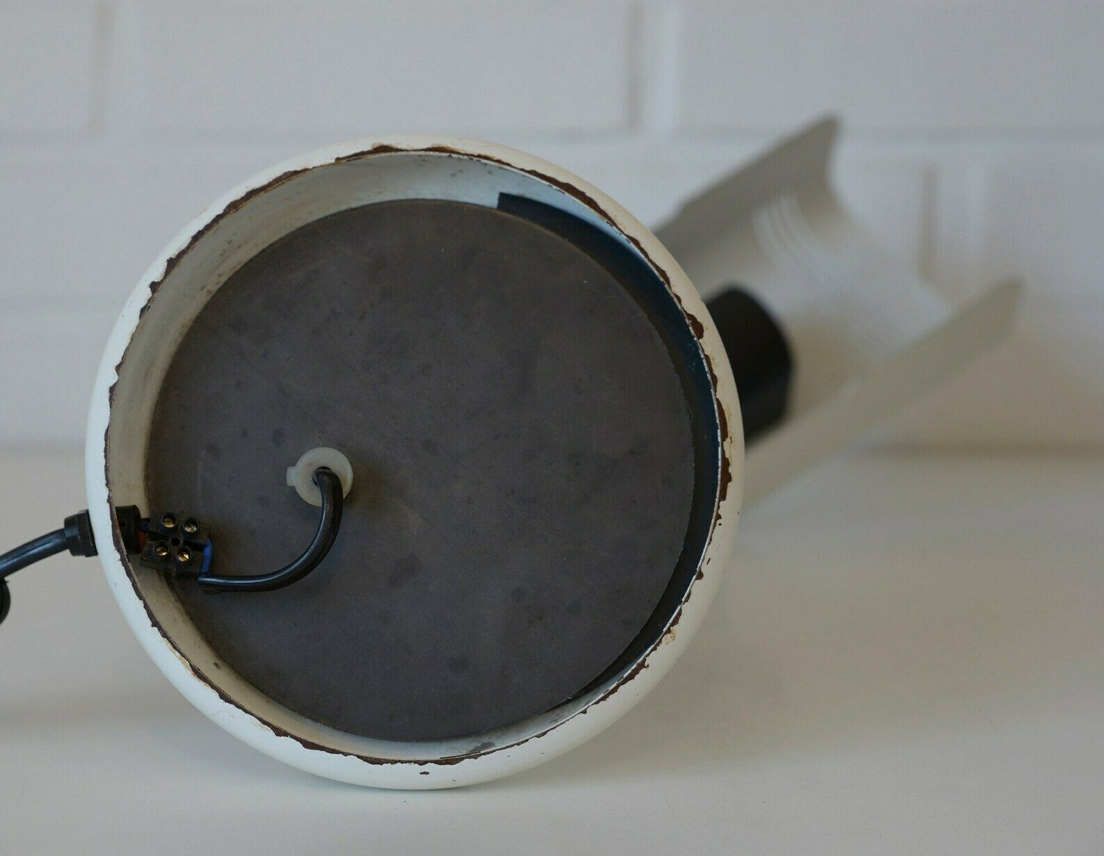photo furniture Vintage Black & White Desk Lamp / Gooseneck Table Light / Targetti Italy / Space Age From 80's