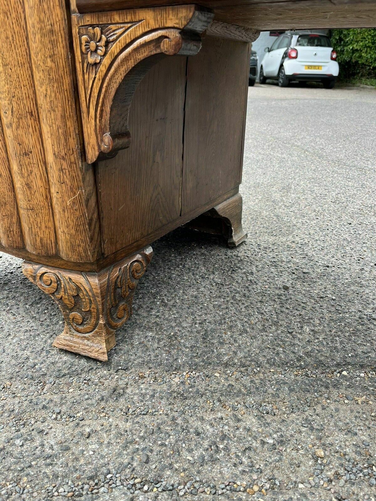 photo furniture Art Deco Oak Sideboard. Circa 1930’s. Carved With Flowers Lots Of Storage