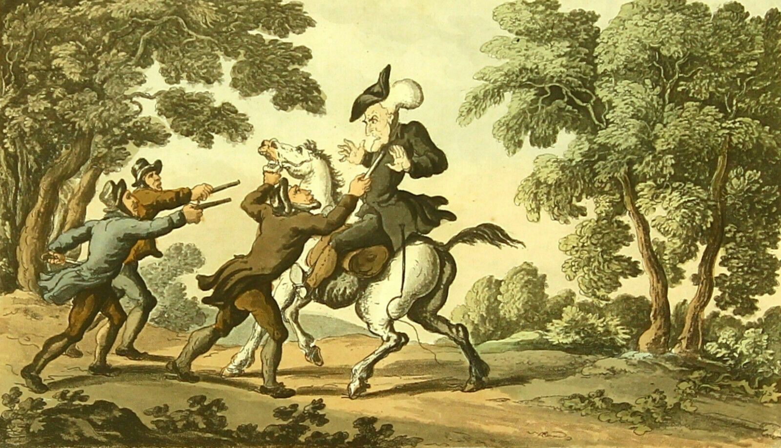 Etching By Thomas Rowlandson. Titled "Doctor Syntax Stopt By Highwaymen" photo furniture