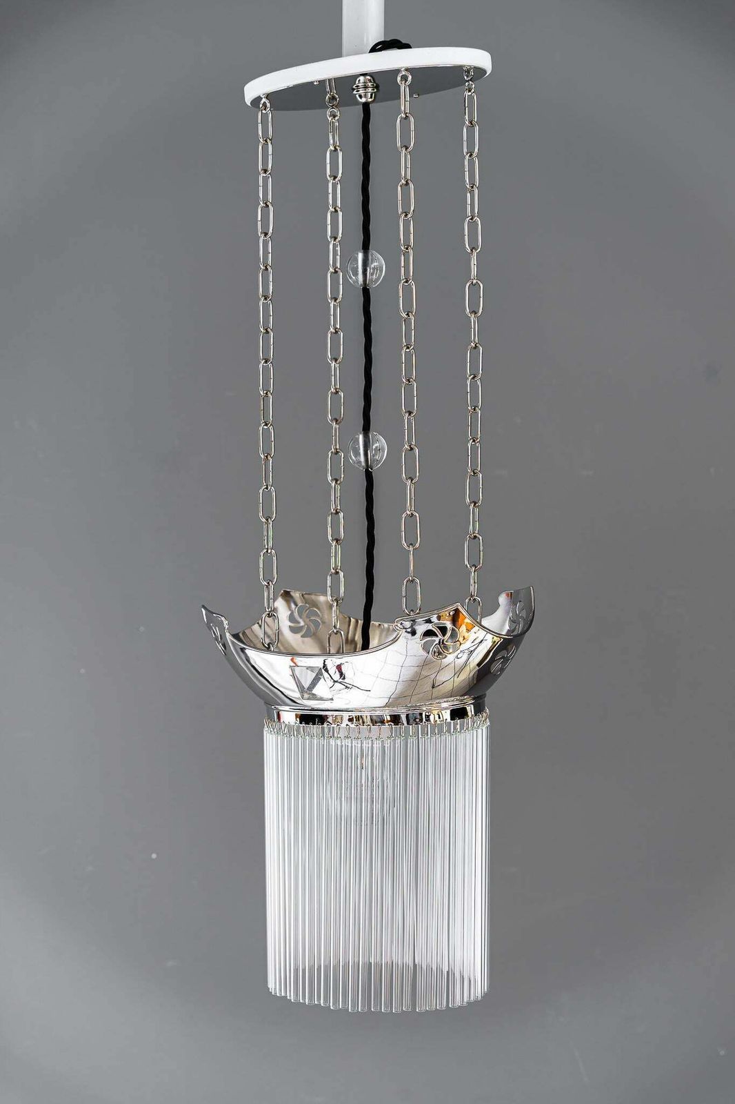 3x Art Deco Nickel Plated Pendants With Glass Sticks Vienna Around 1920s photo vintage