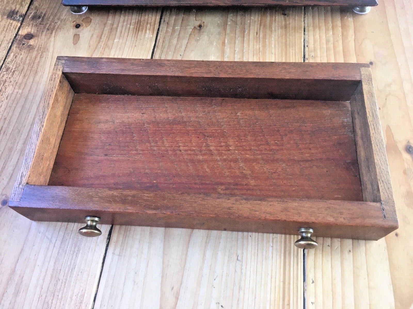 Ornate Antique Oak Brass Glass Inkwell Desk Tidy Stand Drawer Stationary Pen Box photo vinterior