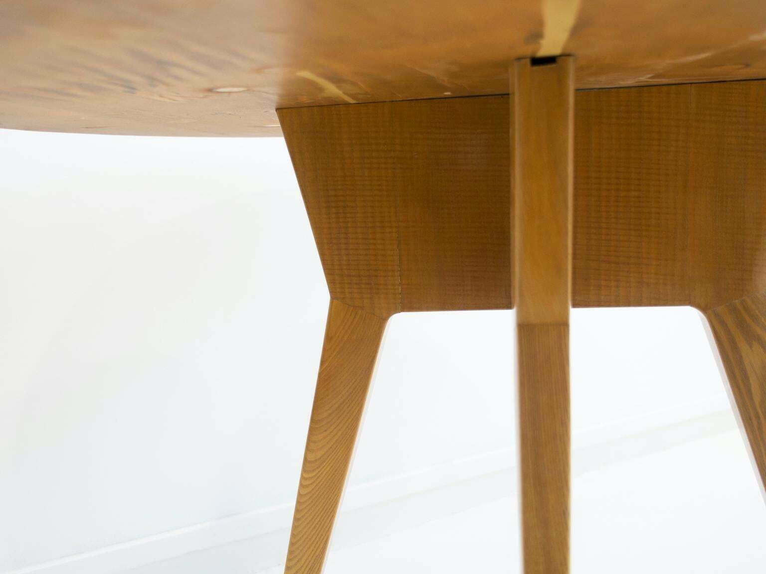 photo for sale Round Dining Table Of Ash Wood With Brass Details