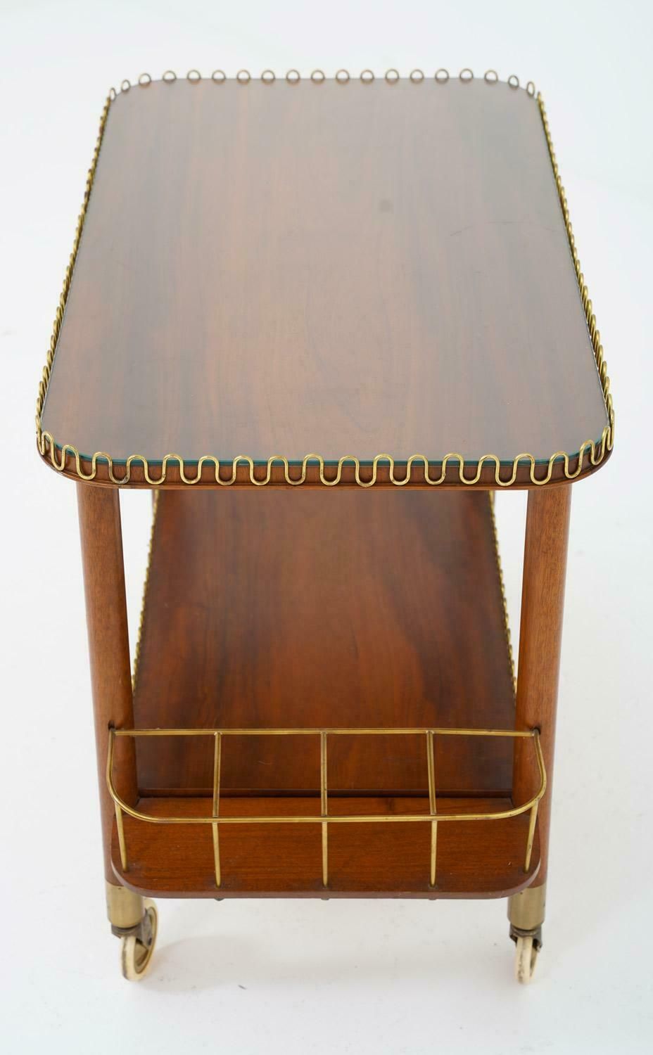 Swedish Modern Bar Cart In Mahogany And Brass photo for sale