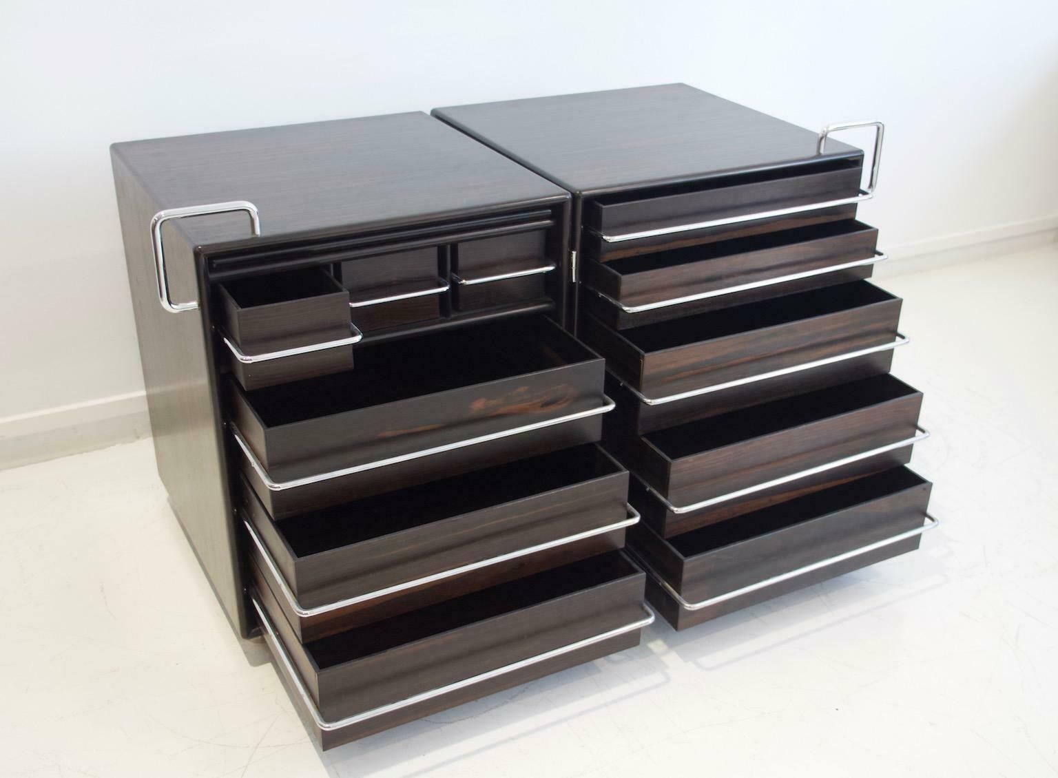 Fabio Lenci For Bernini Wood And Steel Chest Of Drawers photo buy
