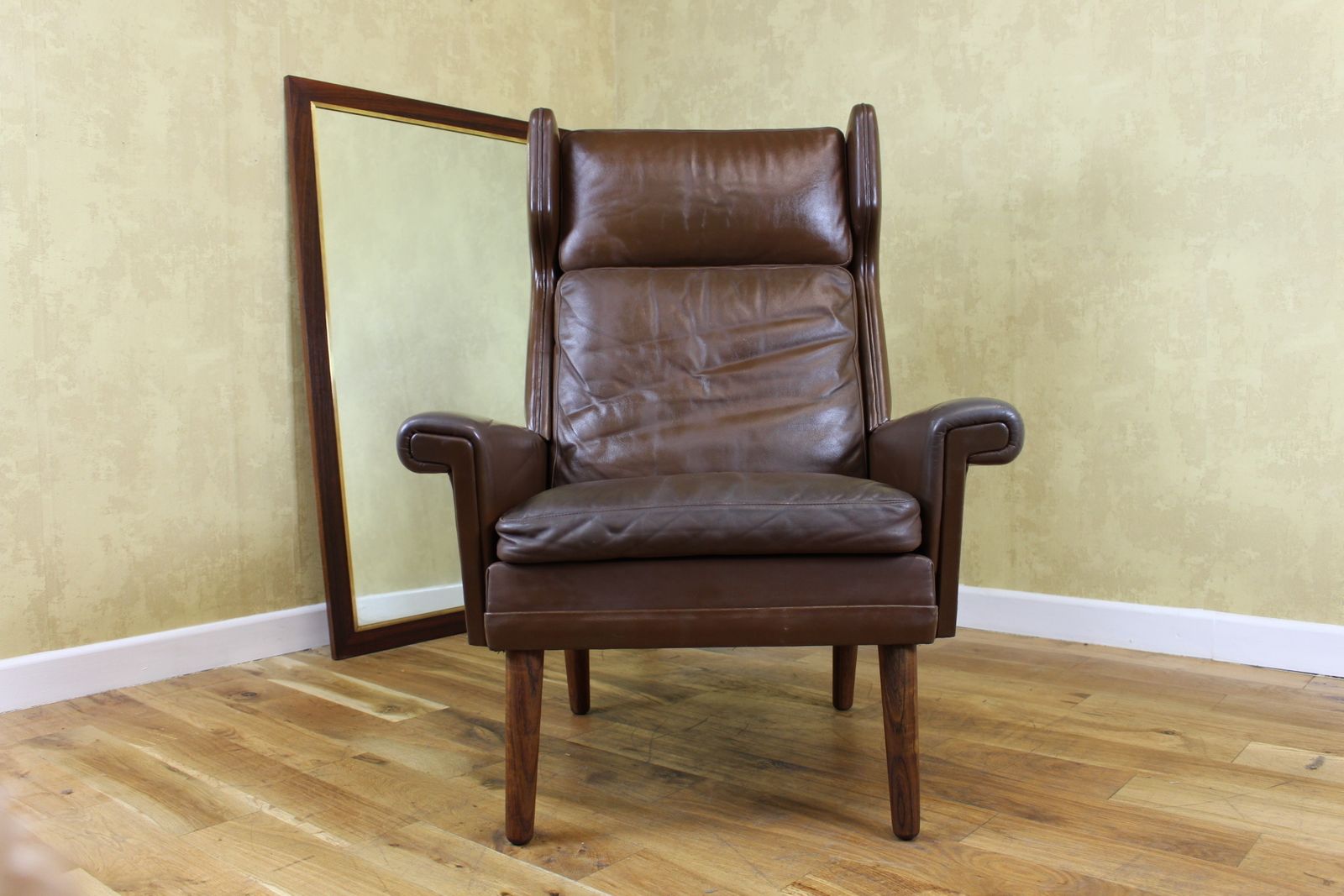 Stylish Danish Mid Century Brown Leather Armchair 1960’s photo Furniture