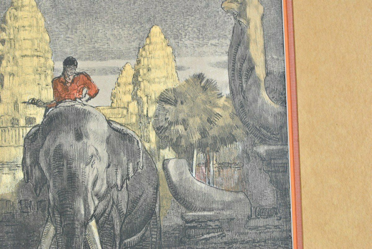 P Jouve, Angkor Wat, Lithograph, Xxth Century photo 1150.0