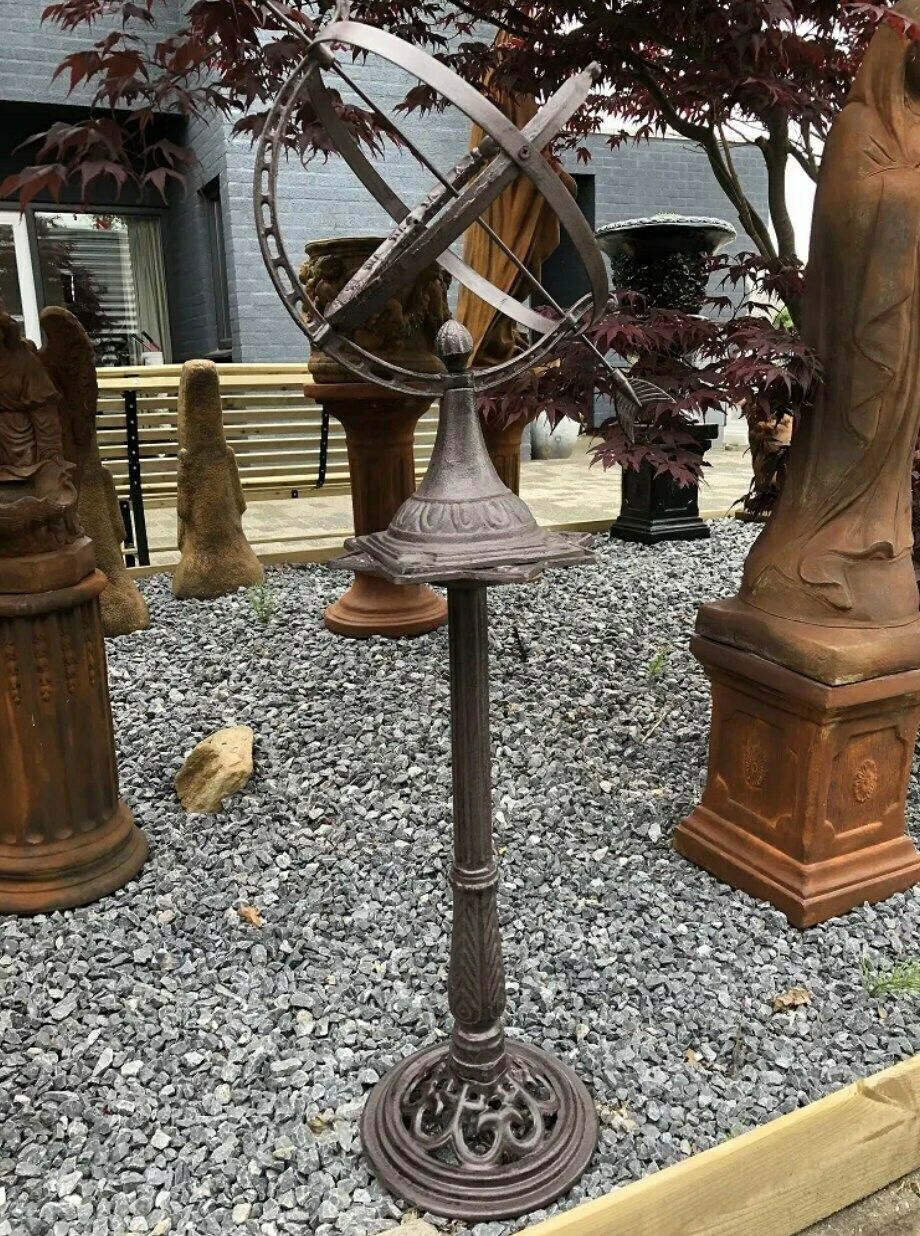 Sundial Garden Decoration Antique Style Zodiac Sundial H.120 Cm Cast Iron photo Garden Decor